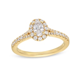 Vera Wang Love Collection 0.58 CT. T.W. Oval Diamond Frame Split Shank Engagement Ring in 14K Gold