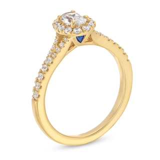 Vera Wang Love Collection 0.58 CT. T.W. Oval Diamond Frame Split Shank Engagement Ring in 14K Gold