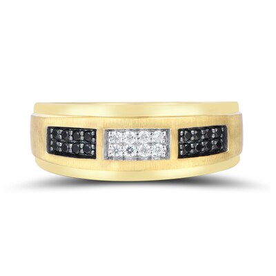 0.25 CT. T.W. Black and White Diamond Double Row Stepped Edge Anniversary Band in 10K Gold