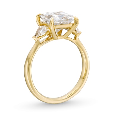 3.50 CT. T.W. Princess and Trillion-Cut Certified Lab-Created Diamond Three Stone Engagement Ring in 14K Gold (F/VS2)