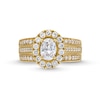 Thumbnail Image 3 of 2.00 CT. T.W. Oval Certified Lab-Created Diamond Frame Vintage-Style Bridal Set in 14K Gold (F/VS2)
