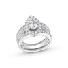 Thumbnail Image 0 of 2.00 CT. T.W. Pear-Shaped Certified Lab-Created Diamond Frame Vintage-Style Bridal Set in 14K White Gold (F/VS2)