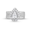 Thumbnail Image 3 of 2.00 CT. T.W. Pear-Shaped Certified Lab-Created Diamond Frame Vintage-Style Bridal Set in 14K White Gold (F/VS2)