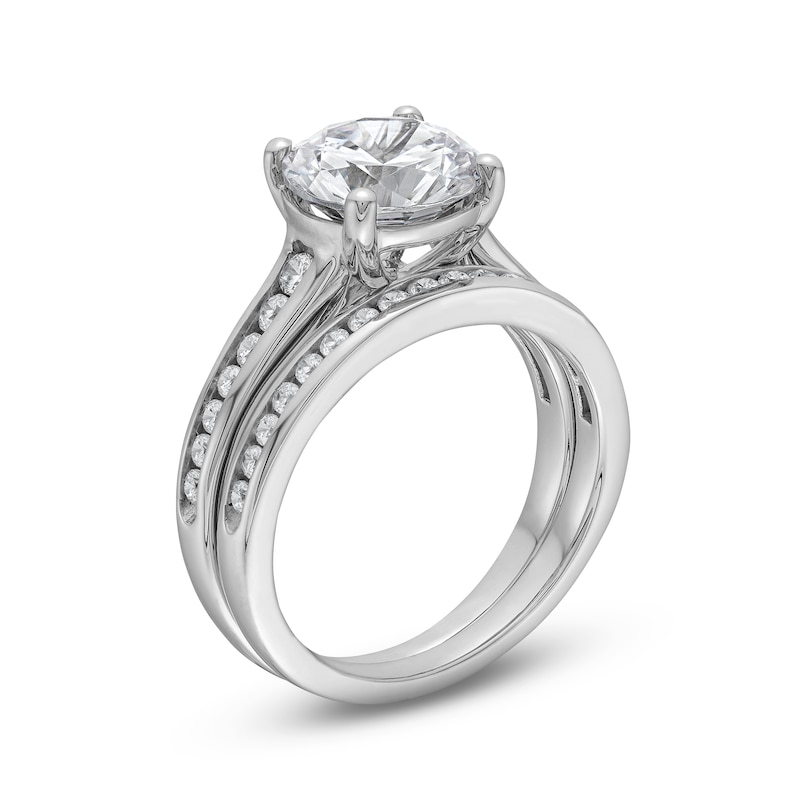 3.50 CT. T.W. Certified Lab-Created Diamond Channel-Set Bridal Set in 14K White Gold (F/VS2)|Peoples Jewellers