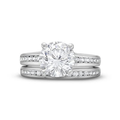 3.50 CT. T.W. Certified Lab-Created Diamond Channel-Set Bridal Set in 14K White Gold (F/VS2)