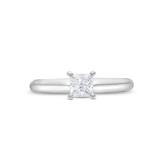 0.50 CT. Princess-Cut Canadian Certified Diamond Solitaire Engagement Ring in 14K White Gold (J/I2)