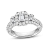 Thumbnail Image 0 of 1.50 CT. T.W. Emerald-Cut Diamond Frame Past Present Future® Double Row Engagement Ring in 14K White Gold