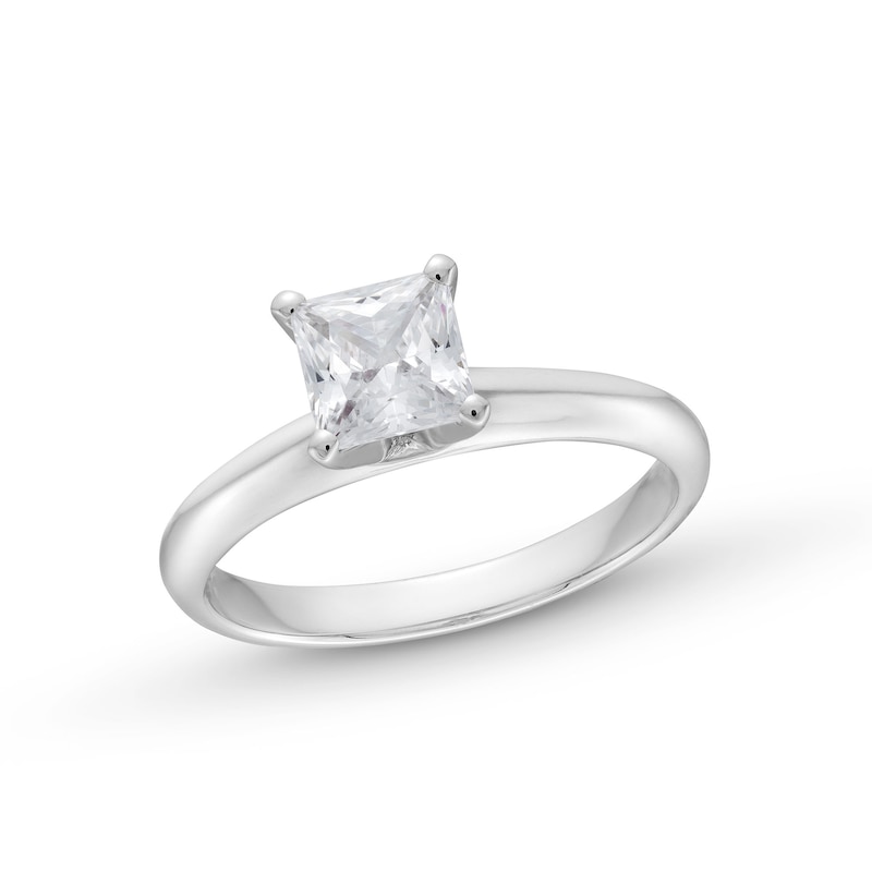 1.00 CT. Princess-Cut Certified Diamond Solitaire Engagement Ring in 14K White Gold (J/I2)