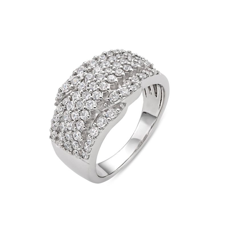 1.00 CT. T.W. Certified Lab-Created Diamond Multi-Row Bypass Ring in Sterling Silver (I/SI2)|Peoples Jewellers