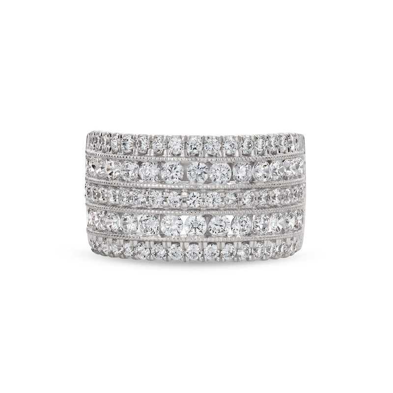 2.00 CT. T.W. Certified Lab-Created Diamond Multi-Row Vintage-Style Ring in Sterling Silver (I/SI2)