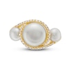 Freshwater Cultured Pearl and 0.145 CT. T.W. Diamond Swirl Bypass Frame Three Stone Ring in 10K Gold