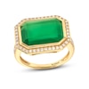 Thumbnail Image 0 of EFFY™ Collection Sideways Emerald-Cut Green Onyx and 0.29 CT. T.W. Diamond Frame Ring in 14K Gold