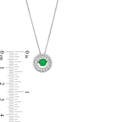 Unstoppable Love™ 4.5mm Lab-Created Emerald and White Lab-Created Sapphire Double Frame Pendant in Sterling Silver