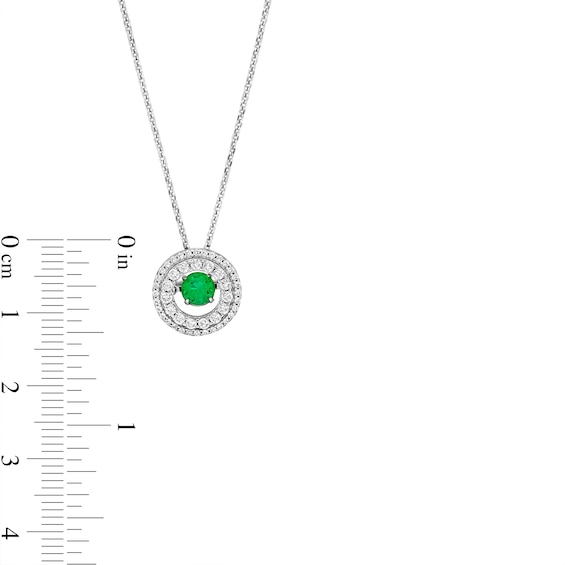 Unstoppable Love™ 4.5mm Lab-Created Emerald and White Lab-Created Sapphire Double Frame Pendant in Sterling Silver