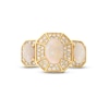 EFFY™ Collection Oval Opal and 0.37 CT. T.W. Diamond Octagon Frame Three Stone Ring in 14K Gold