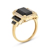 EFFY™ Collection Emerald-Cut Onyx and 0.37 CT. T.W. Diamond Frame Tri-Sides Collar Ring in 14K Gold