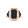 EFFY™ Collection Emerald-Cut Onyx and 0.37 CT. T.W. Diamond Frame Tri-Sides Collar Ring in 14K Gold