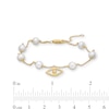 Thumbnail Image 3 of 5.0mm Freshwater Cultured Pearl with Evil Eye Station Chain Bracelet in 10K Gold-7.5"