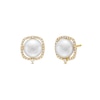 Thumbnail Image 0 of Freshwater Cultured Pearl and 0.145 CT. T.W. Diamond Cushion-Shaped Frame Stud Earrings in 10K Gold