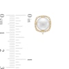 Thumbnail Image 2 of Freshwater Cultured Pearl and 0.145 CT. T.W. Diamond Cushion-Shaped Frame Stud Earrings in 10K Gold