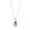 Thumbnail Image 0 of Pear-Shaped Blue and White Lab-Created Sapphire Frame Split Bail Pendant in Sterling Silver