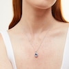 Thumbnail Image 1 of Pear-Shaped Blue and White Lab-Created Sapphire Frame Split Bail Pendant in Sterling Silver