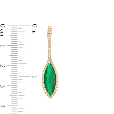 EFFY™ Collection Marquise Green Onyx and 0.29 CT. T.W. Diamond Frame Drop Earrings in 14K Gold