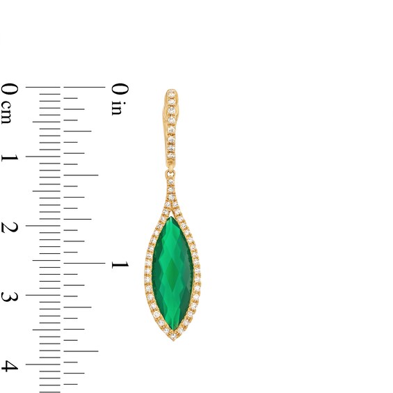 EFFY™ Collection Marquise Green Onyx and 0.29 CT. T.W. Diamond Frame Drop Earrings in 14K Gold