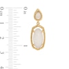 Oval and Pear-Shaped White Jade Textured Frame Drop Earrings in 14K Gold