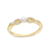 Thumbnail Image 0 of Freshwater Cultured Pearl and White Lab-Created Sapphire Infinity Twist Shank Ring in 10K Gold