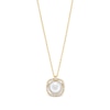 Thumbnail Image 0 of Freshwater Cultured Pearl and 0.085 CT. T.W. Diamond Cushion-Shaped Frame Pendant in 10K Gold
