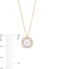 Thumbnail Image 3 of Freshwater Cultured Pearl and 0.085 CT. T.W. Diamond Cushion-Shaped Frame Pendant in 10K Gold