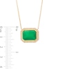 Thumbnail Image 3 of EFFY™ Collection Sideways Emerald-Cut Green Onyx and 0.18 CT. T.W. Diamond Frame Necklace in 14K Gold