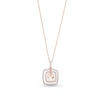 Thumbnail Image 0 of Cushion-Cut Morganite and White Lab-Created Sapphire Double Frame Pendant in Sterling Silver with 18K Rose Gold Plate