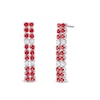 Thumbnail Image 0 of Certified Ruby and 0.25 CT. T.W. Diamond Alternating Double Row Linear Drop Earrings in 10K White Gold