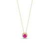 Thumbnail Image 0 of 5.0mm Certified Ruby and 0.066 CT. T.W. Diamond Frame Pendant in 14K Gold