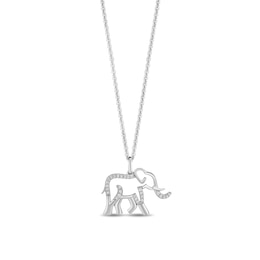 Disney Treasures The Lion King 0.085 CT. T.W. Diamond Outline Elephant Pendant in Sterling Silver - 19”