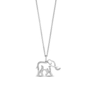 Disney Treasures The Lion King 0.085 CT. T.W. Diamond Outline Elephant Pendant in Sterling Silver - 19”