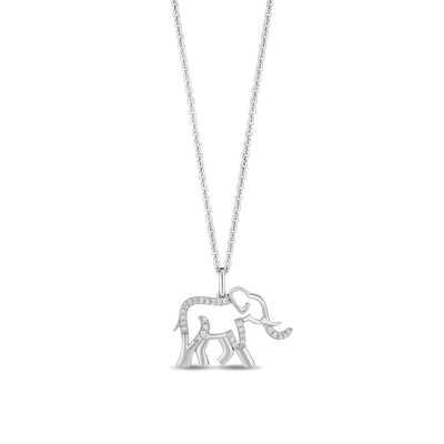 Disney Treasures The Lion King 0.085 CT. T.W. Diamond Outline Elephant Pendant in Sterling Silver - 19”