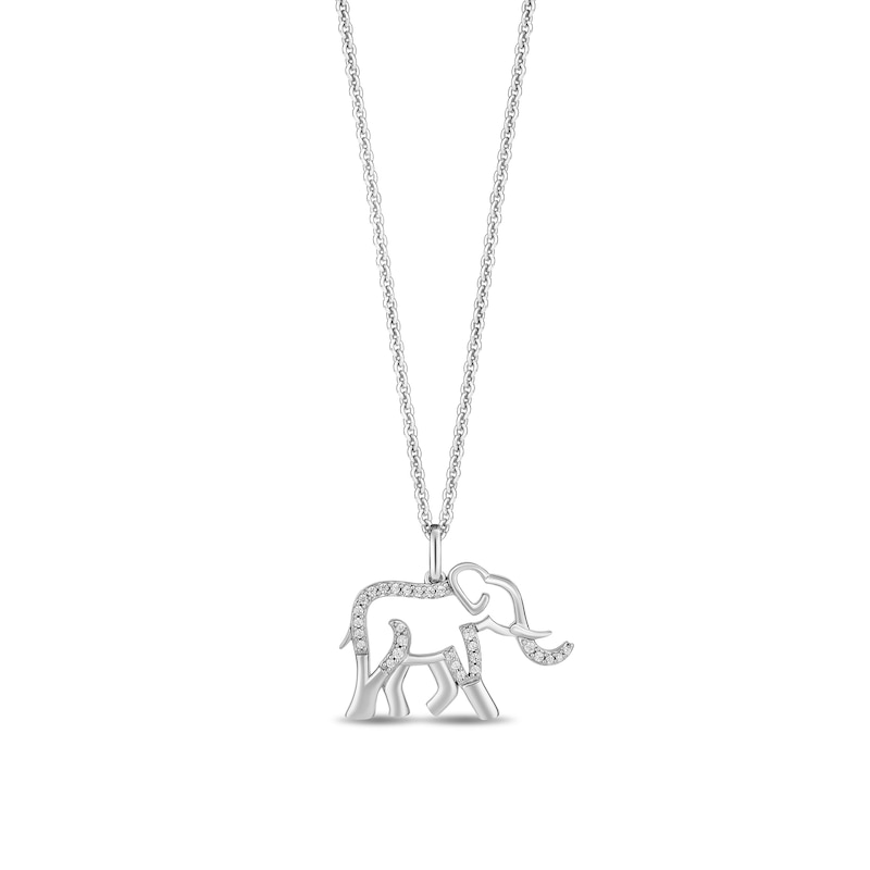 Disney Treasures The Lion King 0.085 CT. T.W. Diamond Outline Elephant Pendant in Sterling Silver - 19”|Peoples Jewellers