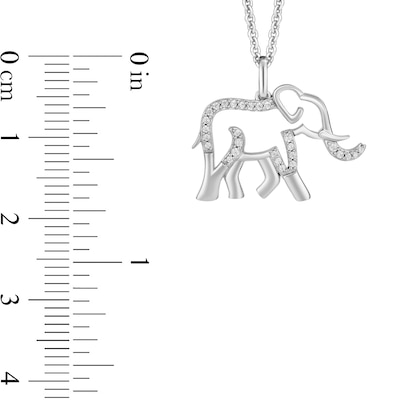 Disney Treasures The Lion King 0.085 CT. T.W. Diamond Outline Elephant Pendant in Sterling Silver - 19”