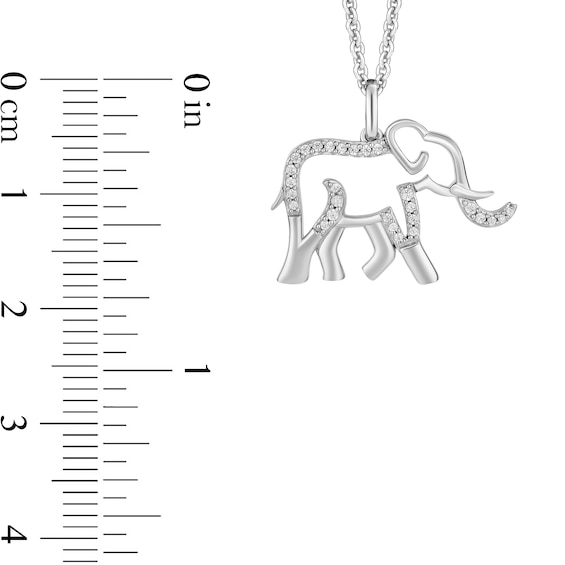 Disney Treasures The Lion King 0.085 CT. T.W. Diamond Outline Elephant Pendant in Sterling Silver - 19”