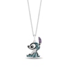 Thumbnail Image 0 of Disney Treasures Lilo & Stitch Amethyst and 0.115 CT. T.W. Multi-Colour Diamond Side Profile Pendant in Sterling Silver