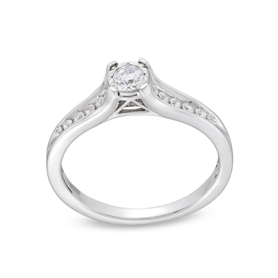 0.25 CT. T.W. Diamond Miracle Frame Split Shank Engagement Ring in 10K White Gold