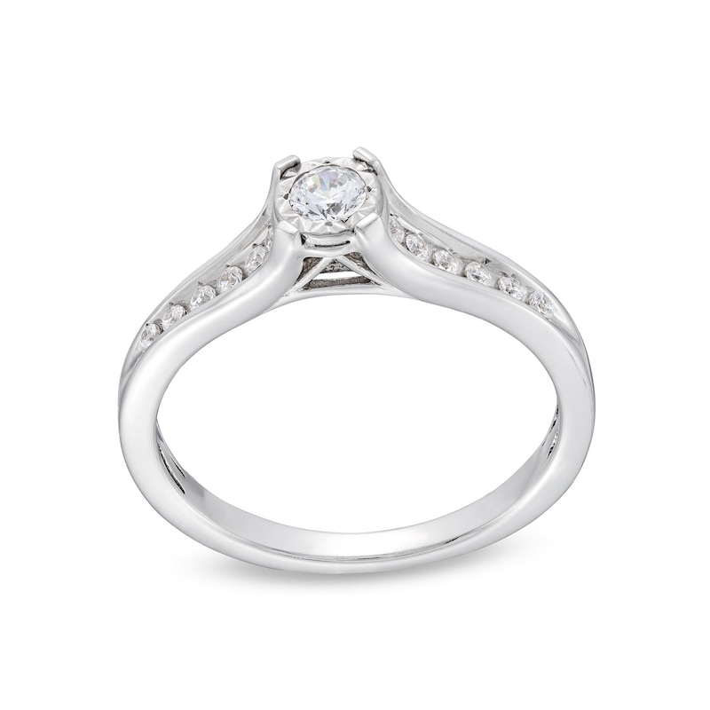 0.25 CT. T.W. Diamond Miracle Frame Split Shank Engagement Ring in 10K White Gold|Peoples Jewellers