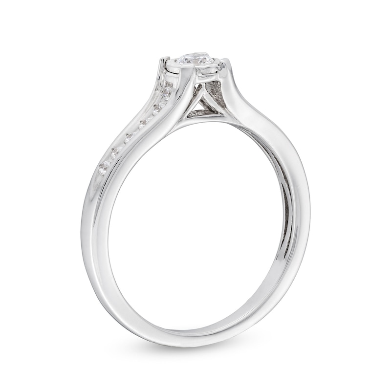 0.25 CT. T.W. Diamond Miracle Frame Split Shank Engagement Ring in 10K White Gold