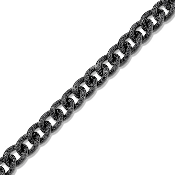 Vera Wang Men 1.69 CT. T.W. Black Diamond Curb Chain Bracelet in Sterling Silver with Black Ruthenium - 8.5"