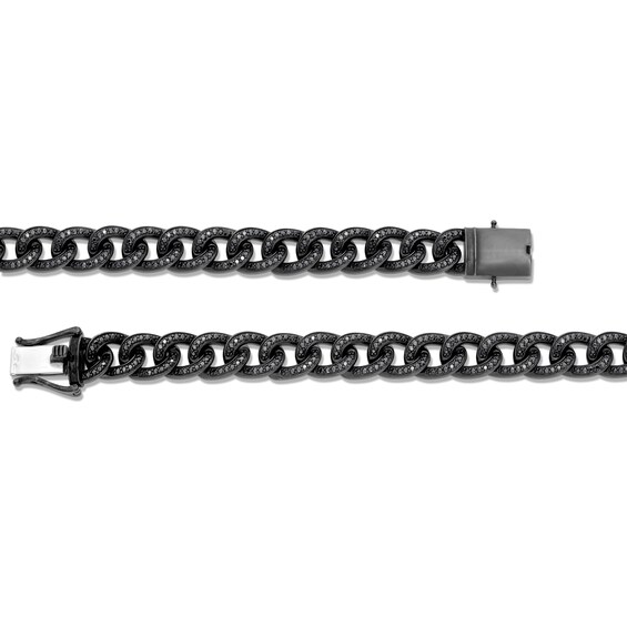 Vera Wang Men 1.69 CT. T.W. Black Diamond Curb Chain Bracelet in Sterling Silver with Black Ruthenium - 8.5"