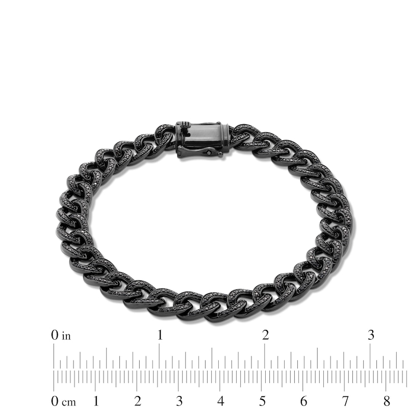 Vera Wang Men 1.69 CT. T.W. Black Diamond Curb Chain Bracelet in Sterling Silver with Black Ruthenium - 8.5"|Peoples Jewellers