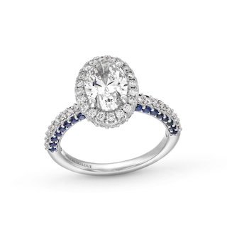 TRUE Lab-Created Diamonds by Vera Wang Love 1.95 CT. T.W. Engagement Ring with Blue Sapphires in 14K White Gold (F/VS2)